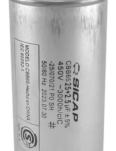 CAPACITOR DOBLE COOLTECH 25 + 2 P/AIRE CODIGO:72104